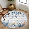 thumbnail image 2 of Round Rug 7Ft Washable Non-Slip, Blue Eucalyptus Coastal Circle Area Rugs for Living Room Bedroom, Beach Starfish Shell Nautical Retro Indoor Floor Mats Carpet Runner for Home Decor Aesthetic, 2 of 8