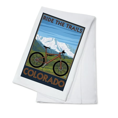 Colorado - Ride the Trails - Mountain Bike - Lantern Press Artwork (100% Cotton Kitchen (Best Mountain Bike Rides In Colorado)