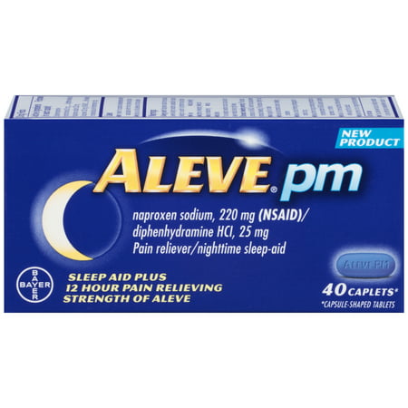 Aleve PM Pain Reliever/Nighttime Sleep Aid Naproxen Sodium Caplets, 220 mg, 40