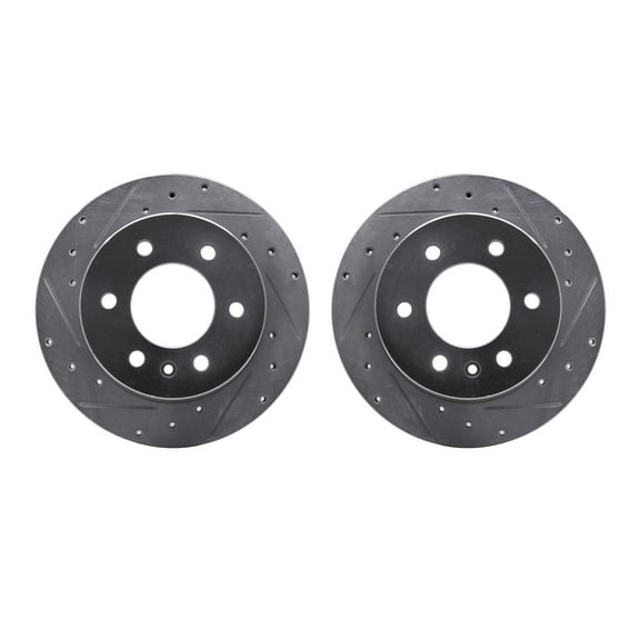 Dynamic Friction Company Rear Brake Rotors-Drilled and Slotted-Silver 7002-40103