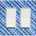 thumbnail image 1 of Metal Light Switch Plate Outlet Cover Shades of Blue Plaid Wallpaper WAL033, 1 of 13