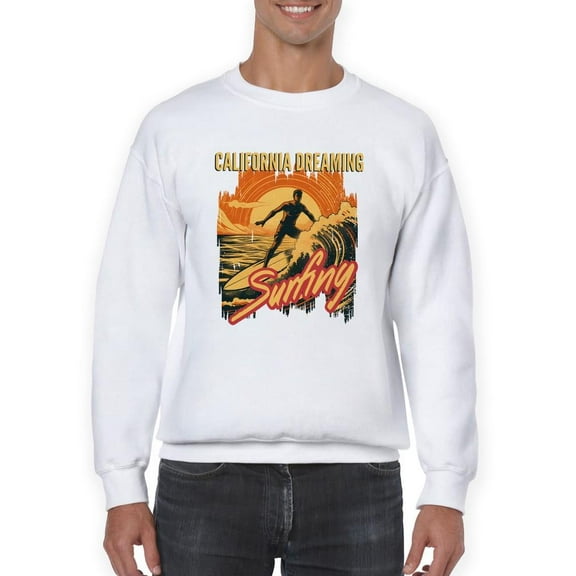 Surfing Sunset Dreams Sweatshirt Mens -Smartprints Designs, Male Casual Fit