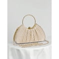 thumbnail image 3 of REMANLAND Women's Satin Pleated Evening Clutch Purse, Orange, 3 of 7