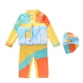 thumbnail image 7 of HAOTAGS Boys Float Suit,Printed One-Piece Trainer Kid Buoyancy Swimsuit Float Cap Included Set Multicolor 2, 7 of 7