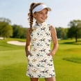 thumbnail image 5 of Gunia Girls Tennis Dress Golf Outfit 1/4 Zip Quick Dry Floral Style Sleeveless Zip Front Neckline A Line Dress Playful Patterned Daywear Elegant Sundress White Dress For Girls 4-15 Years, 5 of 6