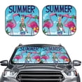 thumbnail image 2 of Wukai Beach Flamingo Trio Print Windshield Sun Shade, Car Front Window Shades Sunshade Cover Sun Visor Shield Block Automotive Interior Protector Blocks UV Rays-Small, 2 of 6