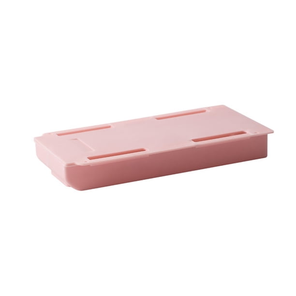Organizador deslizable autoadhesivo debajo del escritorio, caja de almacenamiento extraíble oculta para herramientas de maquillaje, bolígrafos y artículos de papelería.