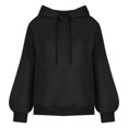 thumbnail image 4 of HOMOY Womens Oversized Hoodies Fleece Lined Pullover Sweater Long Sleeve Plain Hoodie Hooded Sweatshirt Comfortable Autumn Winter Warm Hoodies Teen Girls Fashion Black M, 4 of 7
