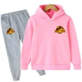 thumbnail image 3 of Conjunto de 2 piezas de sudadera y pantalón con estampado de dibujos animados de dinosaurios de Jurassic World para niños y niñas, moda de otoño y primavera, 3 of 5