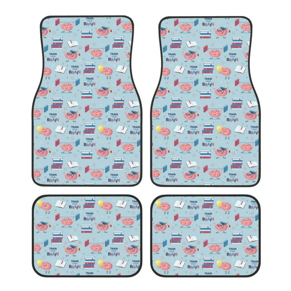 Balery Brain Training Juego de 4 Alfombrillas para Auto, Revestimientos de Caucho Resistente, Diseño Antideslizante