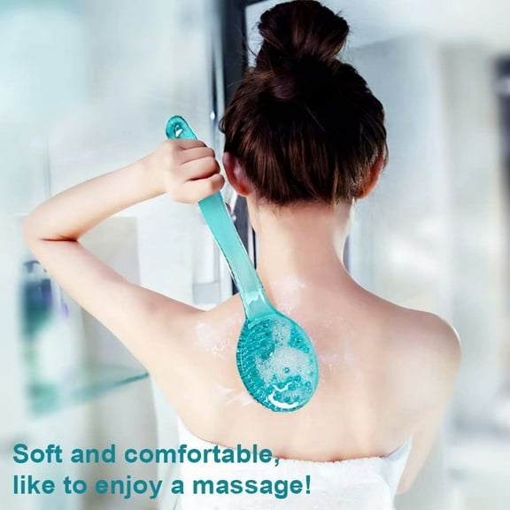 Artrylin Bath Brush with Bristles, Long Handle for Exfoliating Back, Body, and Feet, Bath and Shower Scrubber, Blue (1 pack)