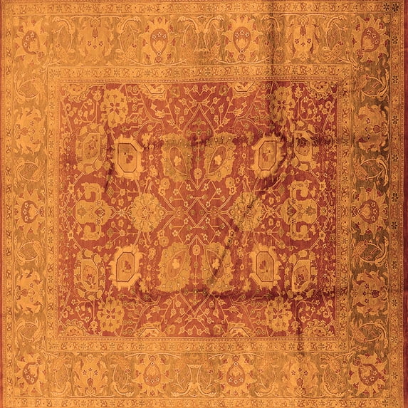 Ahgly Company Indoor Square Oriental Orange Traditional Area Rugs, 7' Square