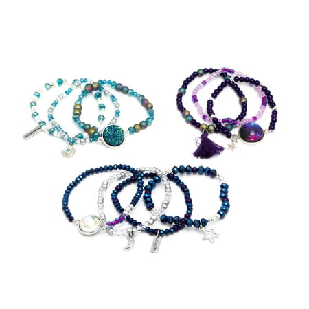 LaurDIY Stretch Jewelry Making Kit, 10 Bracelets, Blue and Purple Beads, 300+ Pieces