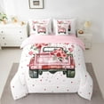 thumbnail image 2 of Castle Fairy Teens Pink Vintage Truck Bedding Comforter Set 7 Pieces,Romantic Floral Rose Love Heart Full Bedding Set Lightweight,Happy Valentine's Day Fitted Sheet Flat Sheet,Ultra Soft Home Decor, 2 of 8