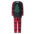 thumbnail image 1 of POINTERTECK Christmas Family Pajamas Matching Sets Christmas Tree Print Raglan Sleeve Tops + Elastic Plaid Pants, 1 of 5