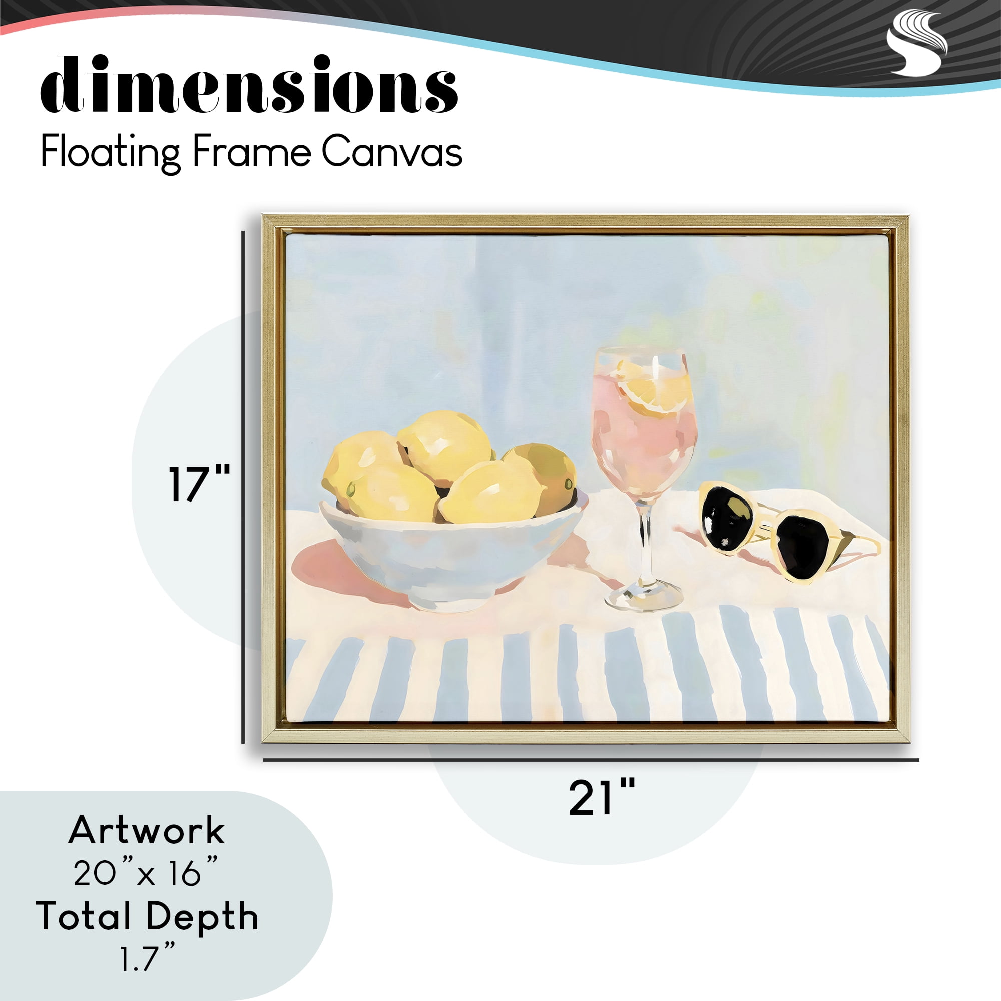 Stupell Industries Aperol & Summer Lemons Gold Framed Floater Canvas Wall Art, design by Sisi and Seb