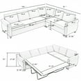 thumbnail image 3 of LLappuil Sectional Sofa, Pull Out Sofa Bed Queen Size, 6 Seat Sofa Couch Convertible Sleeper Sofa Bed for Living Room Beige, 3 of 10