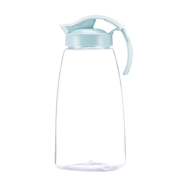 Recipiente para almacenar bebidas, jarra de agua fría y caliente, jarra de plástico para jugo, tetera doméstica, tamaño L (azul)