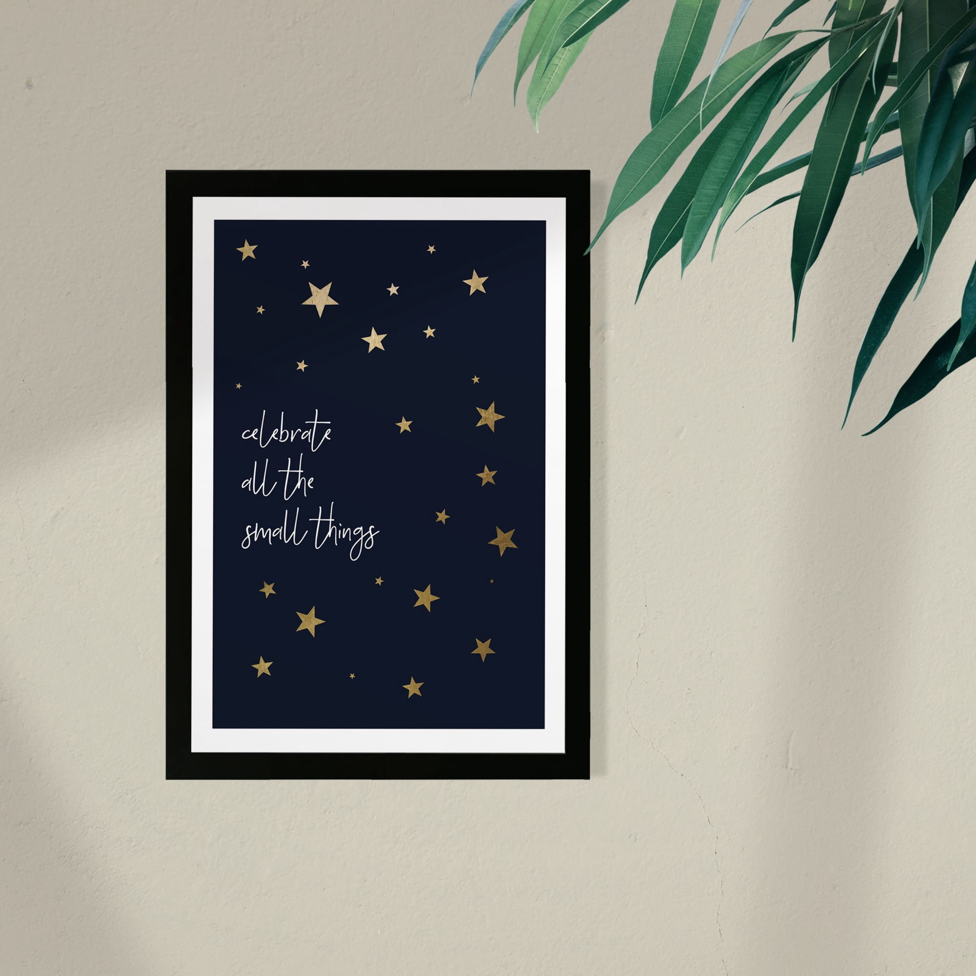 Small Things Stars' Inspirational Quotes and Sayings 13.00" x 19.00" Framed Drawing Art Prints, by Wynwood Studio