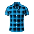 thumbnail image 4 of LEKWK Mens Button Down Short Sleeve Shirt Lightweight Wrinkle Free Casual Plaid T-Shirts Breathable Loose Fit Stretch Dress Shirts Summer Business Outfits, 4 of 5