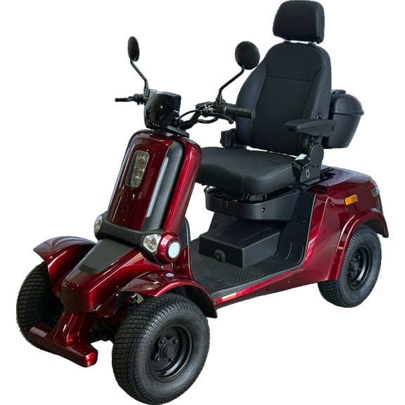 Adjustable 4-Wheel Mobility Scooter with USB Ports, Red, 350 lb Limit