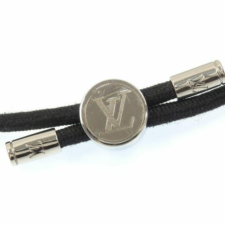 Authenticated Used LOUIS VUITTON Louis Vuitton Brasserie Cosmic Bracelet  M6301 Notation Size 19 Leather Metal Black Silver Damier 