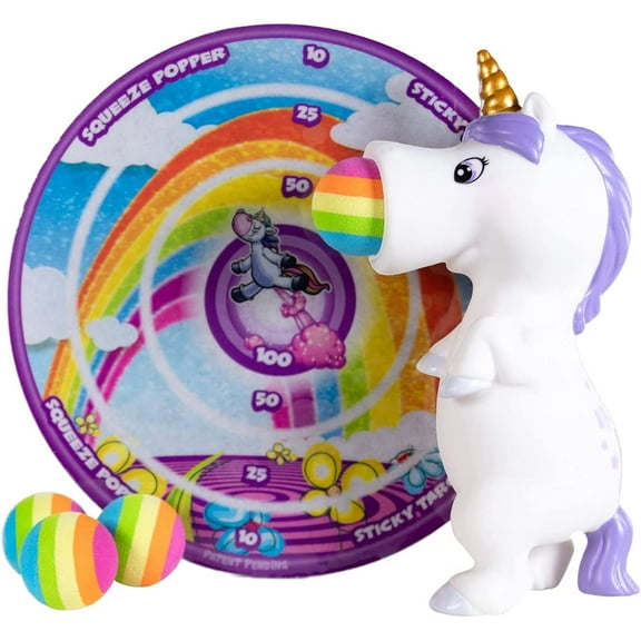 Hog Wild White Unicorn Squeeze Popper with Sticky Target