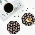 thumbnail image 4 of Honeii colorful Skull dog flower print Leather Coaster Set of 4, ideal for safeguarding your furniture from drinks spills and effortless cleanup-Octagon, 4 of 6