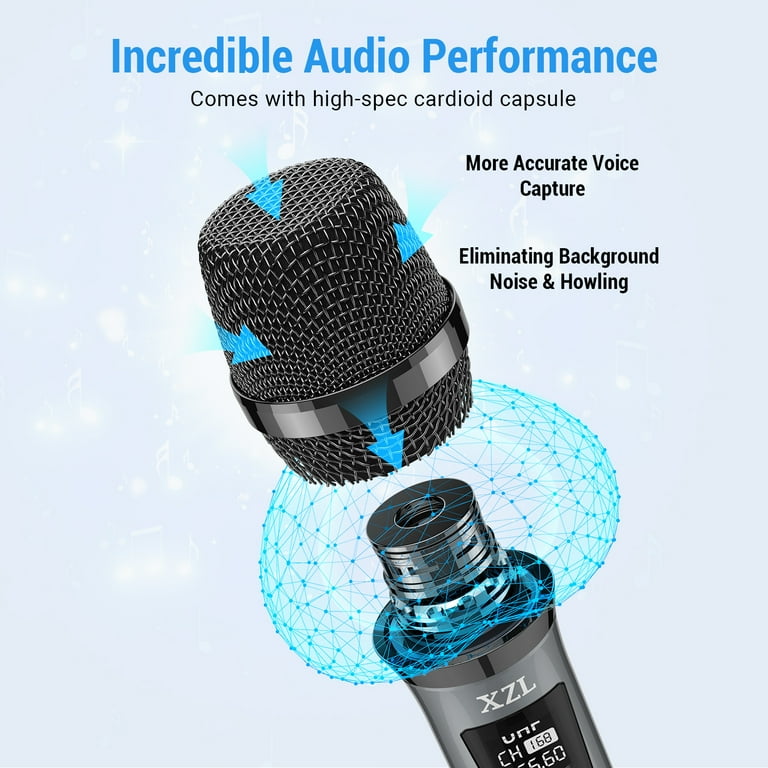 Bluetooth Wireless Microphone, UHF Dual Handheld Bluetooth Wireless Microphone, UHF Dual Handheld