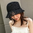 thumbnail image 4 of Sunhat, Audhol Transparent Mesh Lace Bucket Hat Wide Brim Packable Sun Caps Embroidered Flower Fisherman Hats for Women Girls Bucket Hats for Woman Black A, 4 of 7