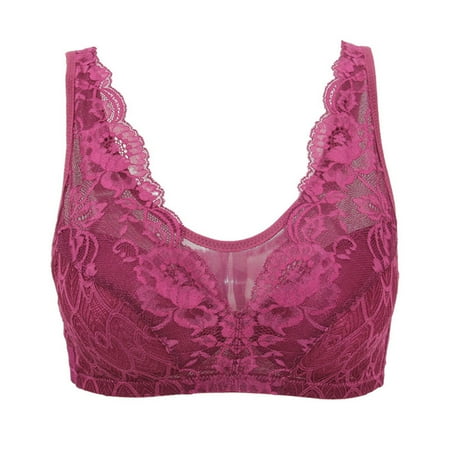 

UDAXB Lingerie Women s Sports Back Closure Extra-Elastic Breathable Lace Trim Bra