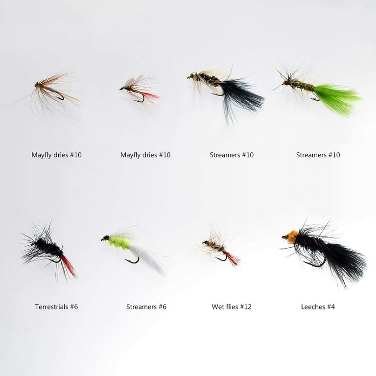 Bassdash Fly Fishing Flies Kit Fly Assortment Trout Bass Fishing with Fly Box, 36/64/72/76/80/96pcs with Dry/Wet Flies, Nymphs, Streamers, Popper 64