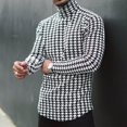 thumbnail image 2 of Mens Long Sleeve Basic Design Turtleneck Plaid Tops Slim Fit Houndstooth Printed Thermal Pullover Sweaters Big and Tall, 2 of 5