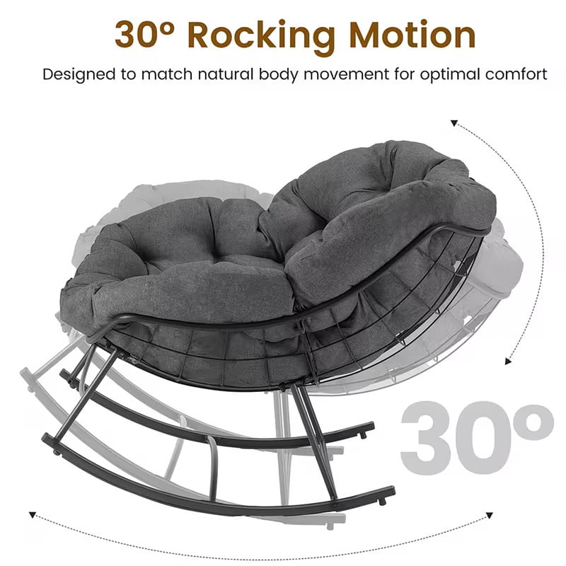 Simenmax Oversized Padded Egg Rocking Chair – 450 lbs Capacity, Anti-Slip Quiet Rocker for Bedroom, Living Room, Balcony & Garden,Black