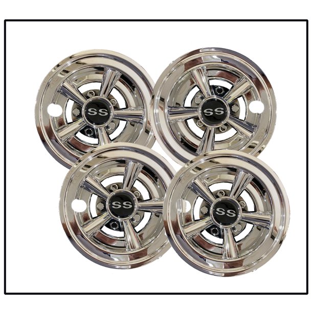 Set of 4 SS Golf Cart Wheel Covers Hub Caps 8" Silver For YAMAHA CLUB
