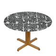 thumbnail image 3 of PIKWEEK  Black White Round Waterproof Table Cover Elastic Tablecloth Geometric Abstract Pattern Design Table Cloth Round Elastic Edge Fitted Table Cover Tribal Decor  Tables, 3 of 7