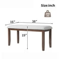 thumbnail image 4 of GZXS 38" Upholstered Bench for Bedroom End of Bed, Entryway or Dining, Linen Padded Seat & Solid Rubberwood Legs, Indoor Hallway Bench, Beige+Cherry, 4 of 8