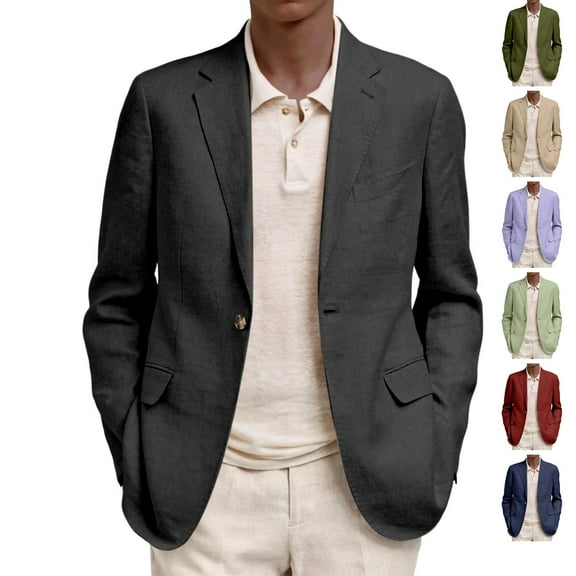 Dwelliawo Mens Blazer Two Button Casual Business Sports Coat Suit Dress Jackets Winter Fall Slim Fit Long Sleeve Jacket Black XL