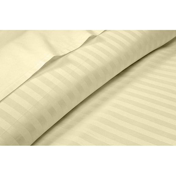 Bamboo Bed Sheets Set with 12" Inch Deep Pocket - Ultra Soft & Cooling Organic Sheets - 4 Piece Sheets & Pillowcases - 100% Luxury Bamboo Bedding - Ivory Stripe, Olympic Queen Size.