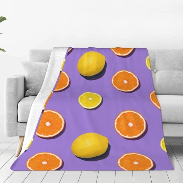 Balery Yellow Lemon And Orange Manta de Felpa Suave y Acogedora – Cobija de Franela Aterciopelada para Cama, Lavable y Cálida para Sofá, Mascotas, Transpirable-40"x30"