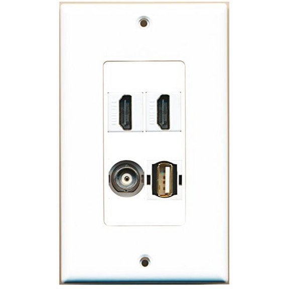 RiteAV - 2 Port HDMI 1 Port USB A-A 1 Port BNC Wall Plate Decorative