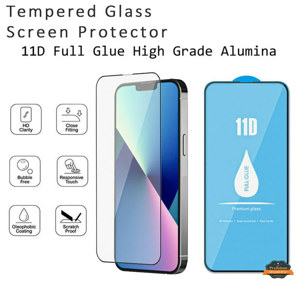 For Apple iPhone 13 Pro (6.1") Tempered Glass Screen Protector 11D Full Glue High Grade Alumina Tempered Glass Curved Screen Cover ,Xpm Screen Protector [ Clear ]
