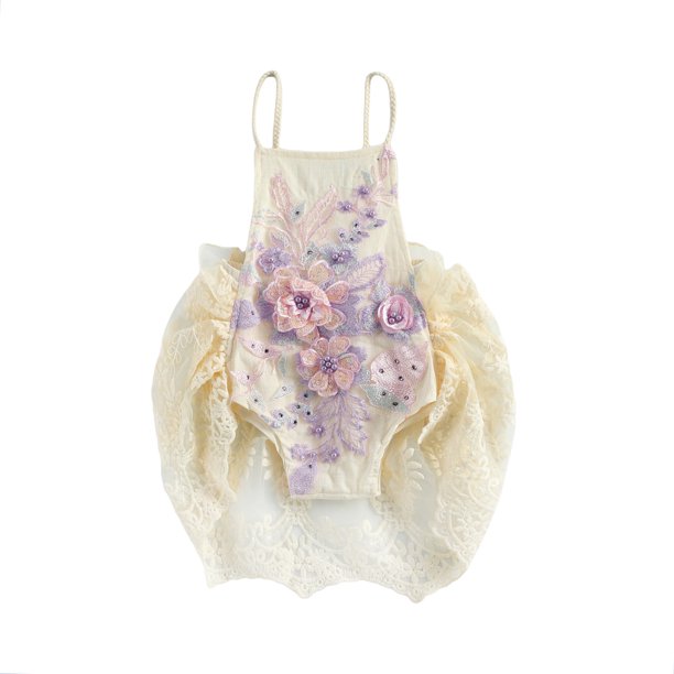 Liacowi Baby Girl S Fashion Suspender Floral Jumpsuits Sweet Lace Crochet Backless Lace Up Triangle Romper Walmart Com Walmart Com