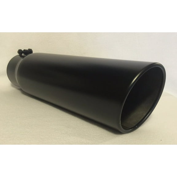 4" Inlet x 5" Outlet x 18" Long Rolled Edge FLAT BLACK Diesel Exhaust Tail Pipe Tip (Bolt On)