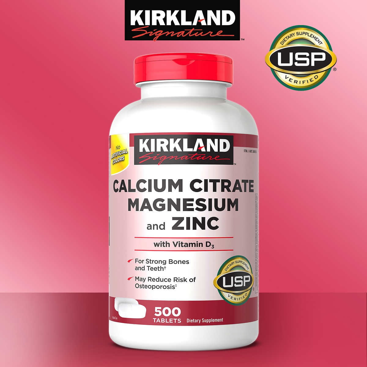Kirkland Signature Calcium Citrate Magnesium and Zinc, 500 Tablets