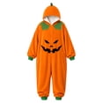thumbnail image 5 of REDARER Kids Hooded Zip Onesie Pumpkin Face Graphic Jumpsuit with Side Pockets Halloween Trick or Treat Party Dress Up Soft Loungewear ,130, 5 of 5