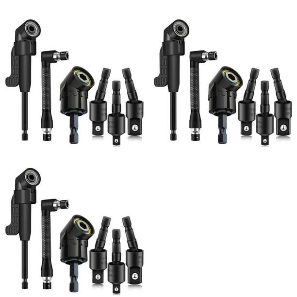Juego de 18 Accesorios para Taladro en Ángulo Recto con Adaptador de Taladro en Ángulo de 105° y Adaptador de Dado de de