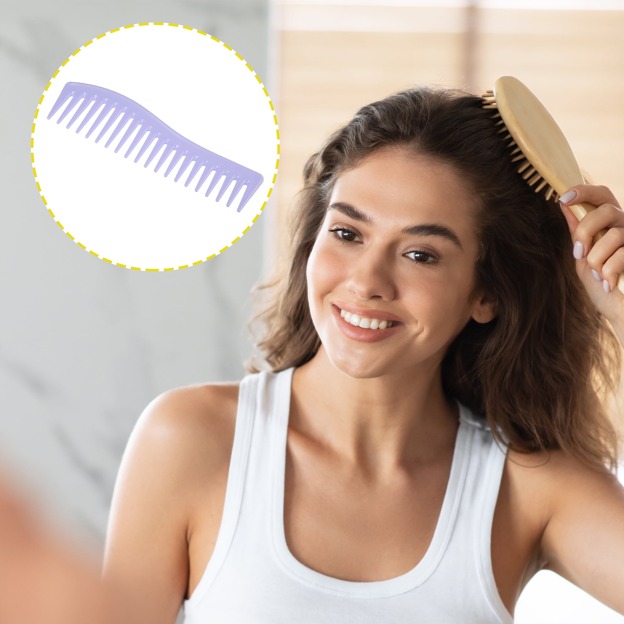 Unique Bargains Wide Tooth Hair Comb All Purpose Detangling Plastic Purple