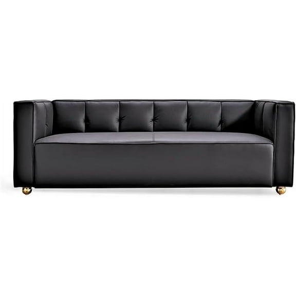 Velvet Sofa with Tufted Low Back Design, Elegant 3 Seater Couch