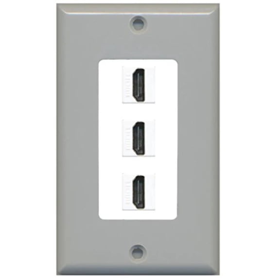 RiteAV - 3 Port HDMI Decorative Wall Plate - Gray/White